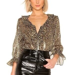 Alice and Olivia Metallic Silk Blend Blouse